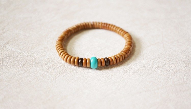 Natural olive bracelet, single circle Buddha bead bracelet