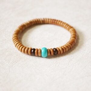 Natural olive bracelet, single circle Buddha bead bracelet