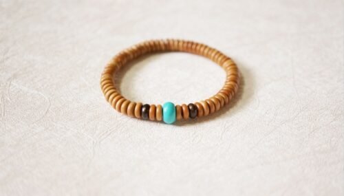 Natural olive bracelet, single circle Buddha bead bracelet
