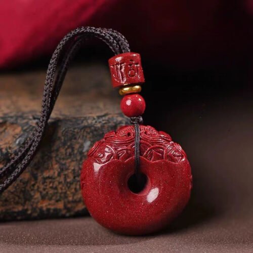 Cinnabar Pixiu safety buckle hanging rope pendant, talisman, wealth transfer small pendant