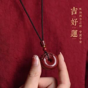 Cinnabar Pixiu safety buckle hanging rope pendant, talisman, wealth transfer small pendant