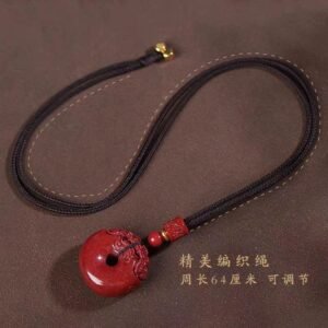 Cinnabar Pixiu safety buckle hanging rope pendant, talisman, wealth transfer small pendant