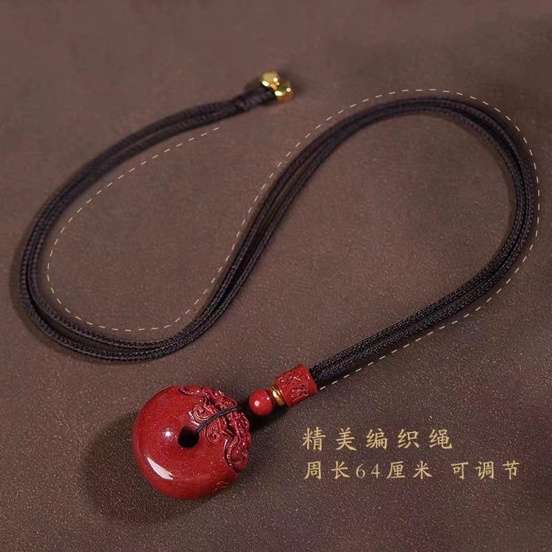 Cinnabar Pixiu safety buckle hanging rope pendant, talisman, wealth transfer small pendant