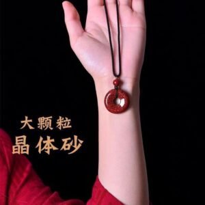 珠沙平安纽扣吊坠天然矿物水晶大颗粒沙
