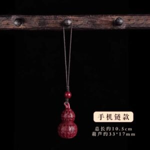 Cinnabar gourd pendant for men, keychain for the year of birth, lucky word for fortune, lucky necklace for women, mobile phone chain, children's safety pendant