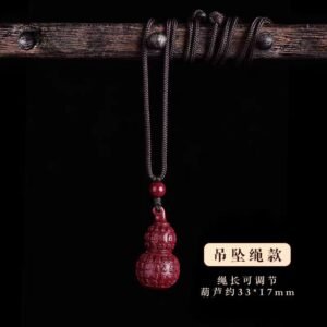 Cinnabar gourd pendant for men, keychain for the year of birth, lucky word for fortune, lucky necklace for women, mobile phone chain, children's safety pendant
