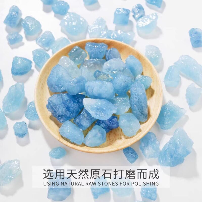 女式原创天然豪华5A级冰蓝色宝藏水晶手链，精致和利基弹性线手链