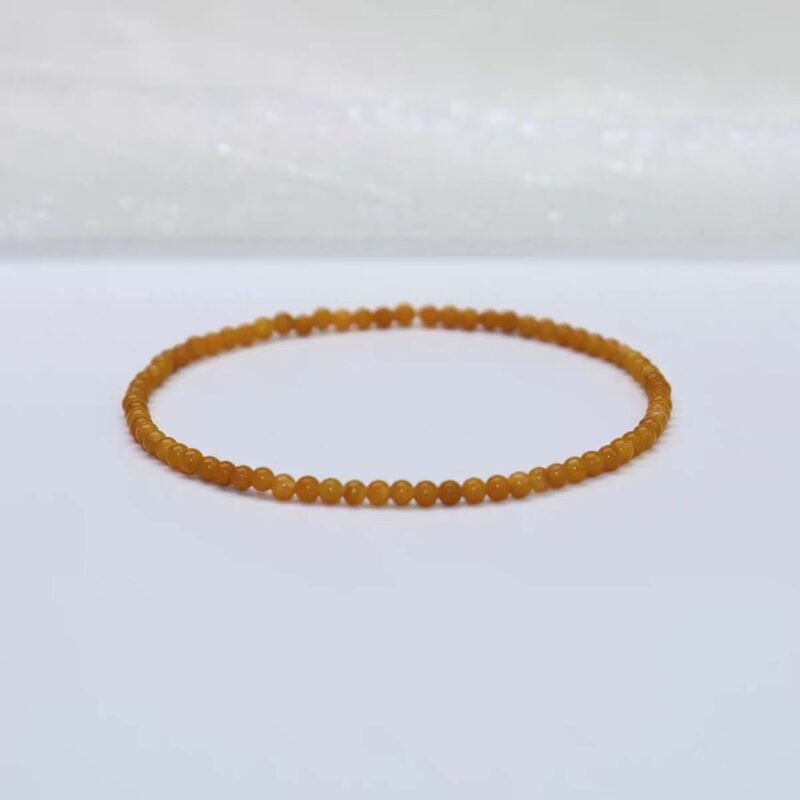 Rich Stone 2-3mm Ultra Fine Old Yellow Jade Bracelet Natural Crystal Agate Bracelet