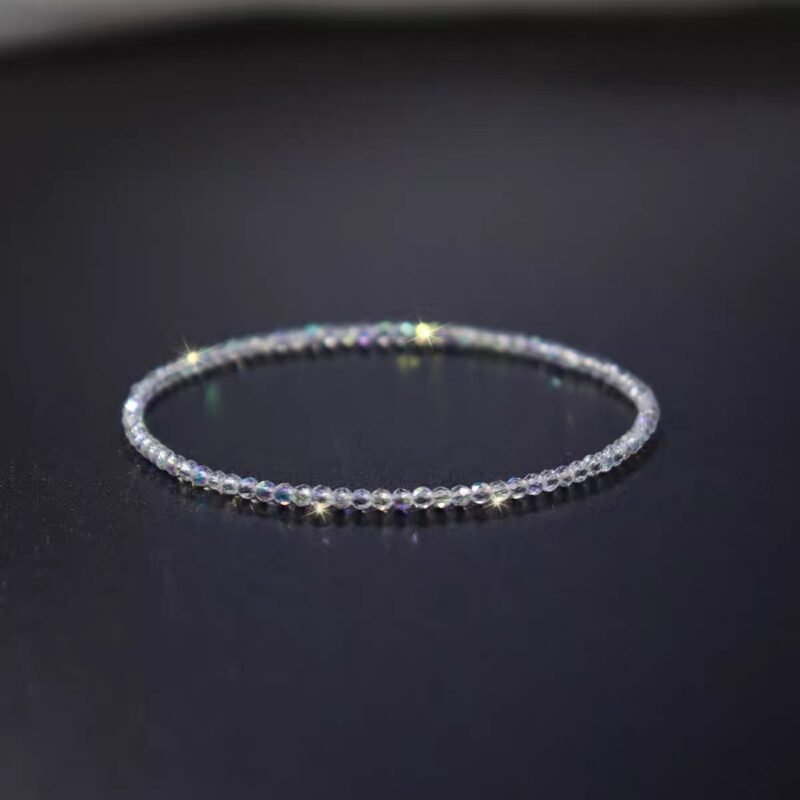 2mm Ultra Fine Shijia Crystal Sparkling Women's Transparent White Crystal Bracelet