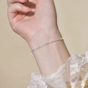 2mm Ultra Fine Shijia Crystal Sparkling Women's Transparent White Crystal Bracelet