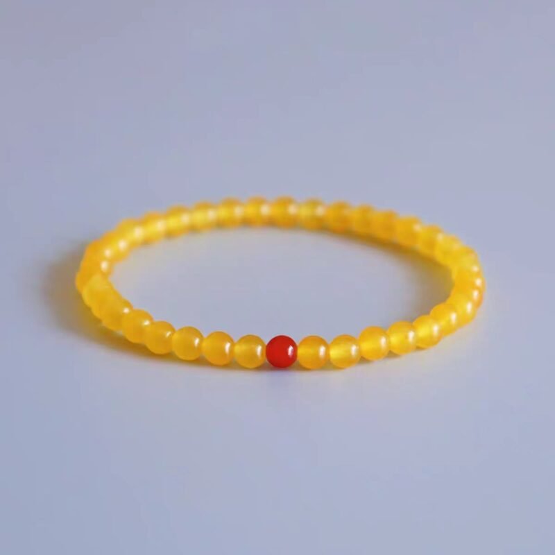Natural yellow jade beeswax bracelet, yellow wealth stone, wealth seeking crystal bracelet