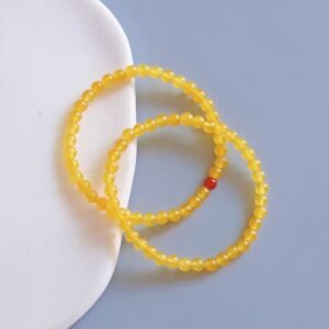 Natural yellow jade beeswax bracelet, yellow wealth stone, wealth seeking crystal bracelet