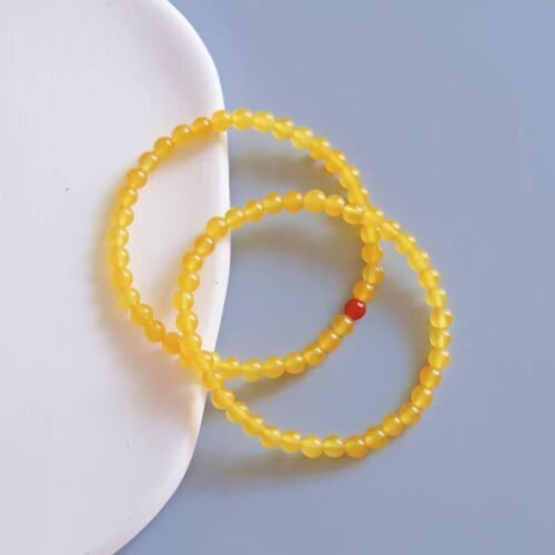 Natural yellow jade beeswax bracelet, yellow wealth stone, wealth seeking crystal bracelet