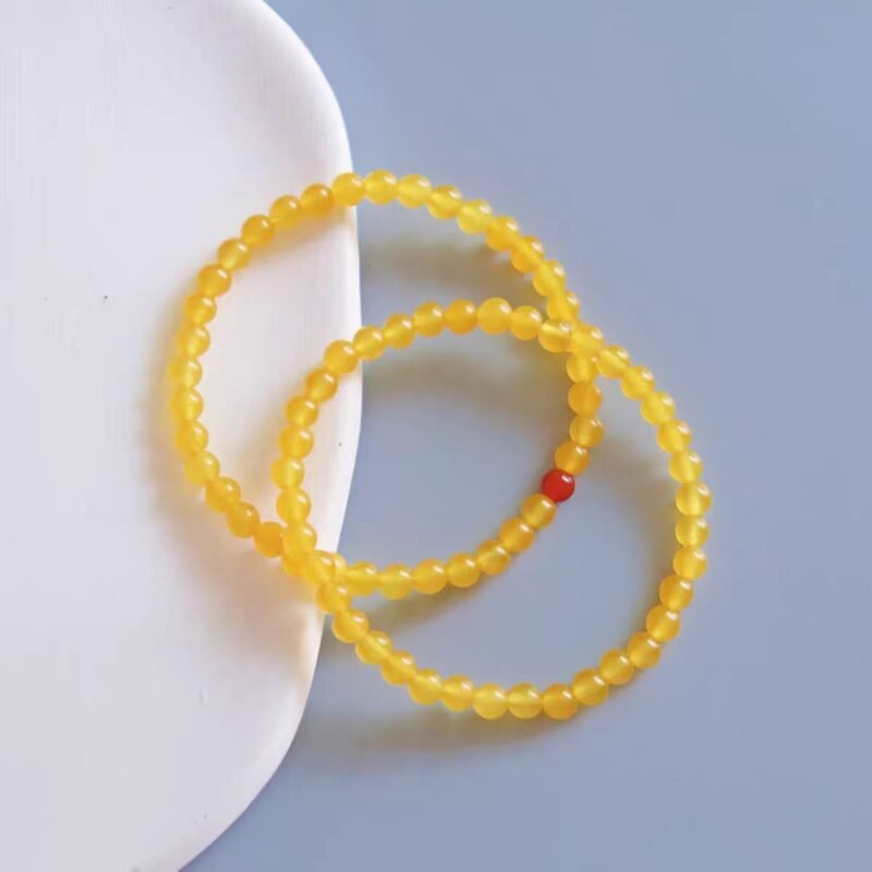 Natural yellow jade beeswax bracelet, yellow wealth stone, wealth seeking crystal bracelet