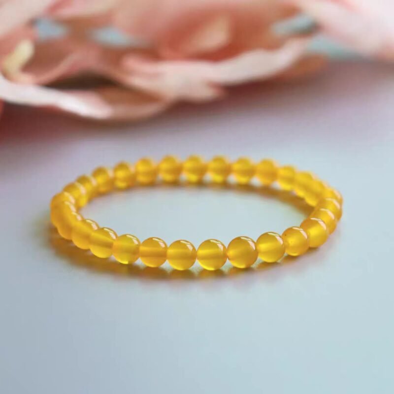Natural yellow jade beeswax bracelet, yellow wealth stone, wealth seeking crystal bracelet