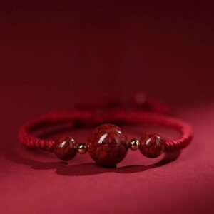 Natural raw ore, cinnabar crystal sand, raw stone, red rope