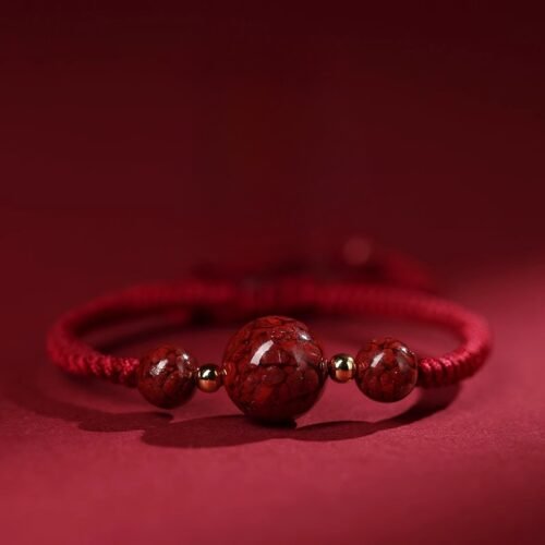 Natural raw ore, cinnabar crystal sand, raw stone, red rope