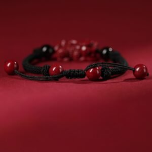 Natural mineral cinnabar Pixiu Obsidian bracelet