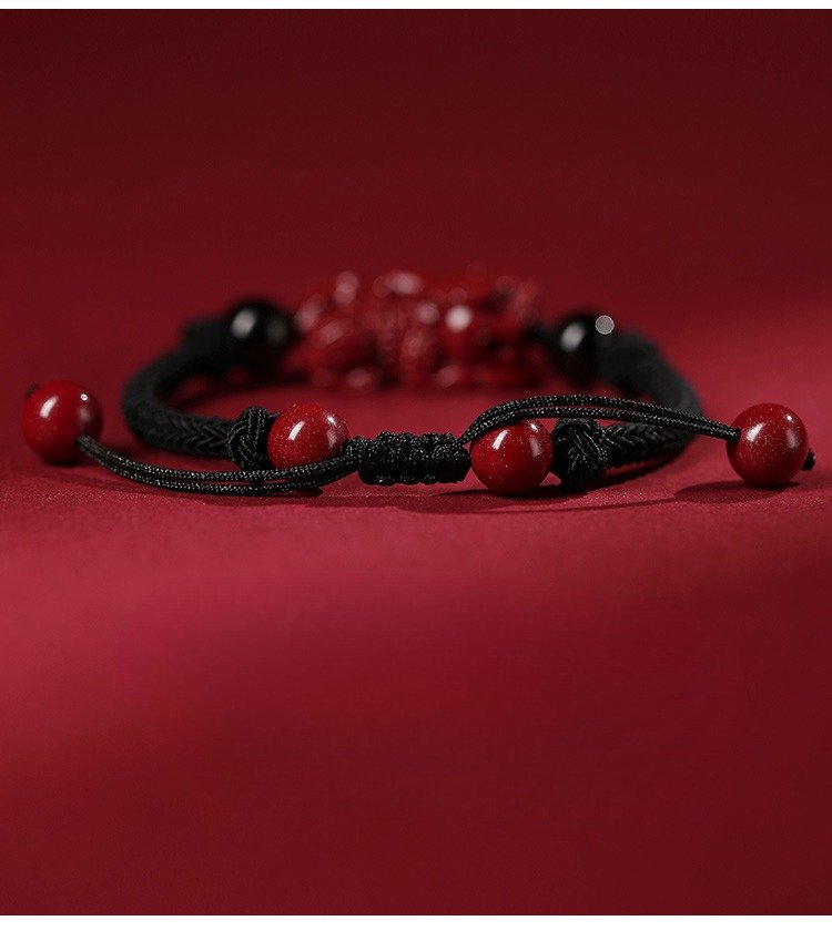 Natural mineral cinnabar Pixiu Obsidian bracelet