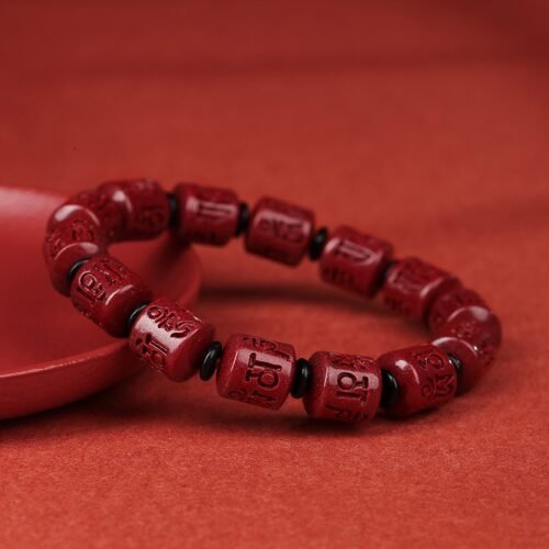 Natural mineral cinnabar six character mantra talisman