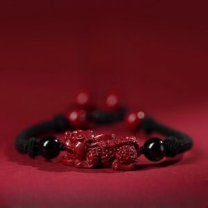 Natural mineral cinnabar Pixiu Obsidian bracelet