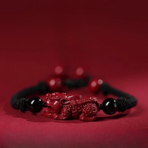 Natural mineral cinnabar Pixiu Obsidian bracelet