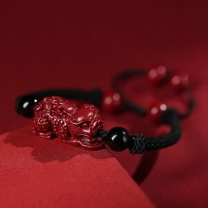 Natural mineral cinnabar Pixiu Obsidian bracelet