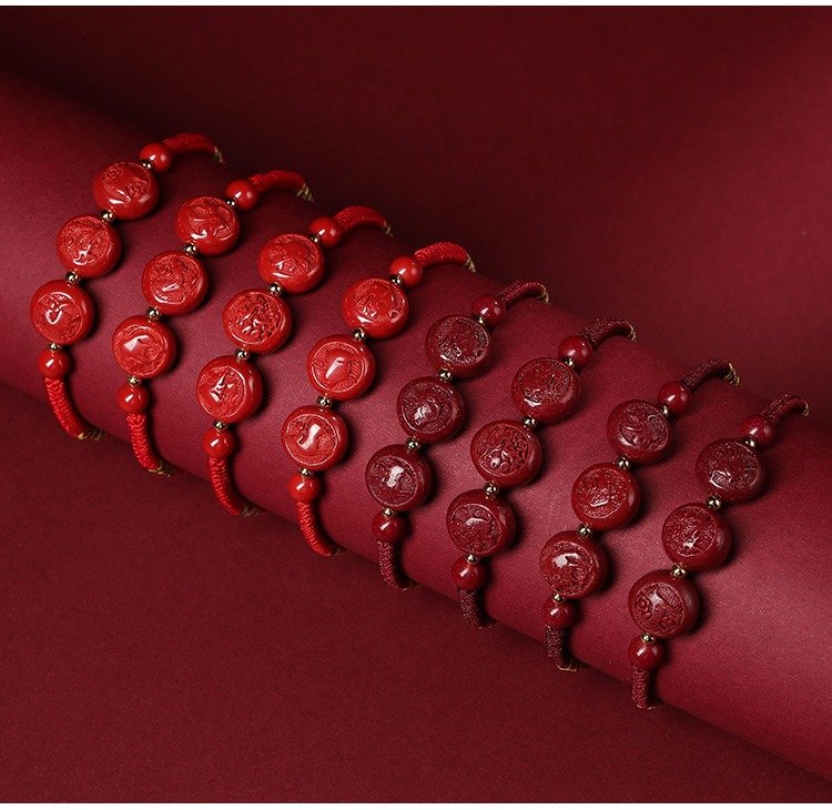 Cinnabar three in one zodiac sign red rope hand