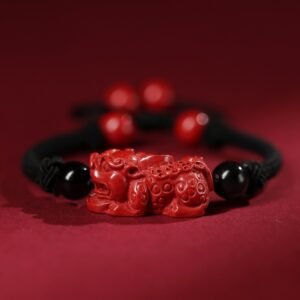 Natural mineral cinnabar Pixiu Obsidian bracelet