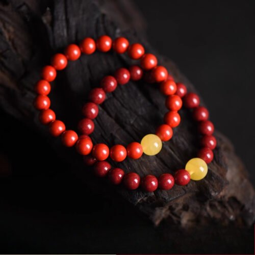 Zhu Sha Hand String High Content Purple Gold Sand Transport Bead Honey Wax Bracelet Men's Talisman